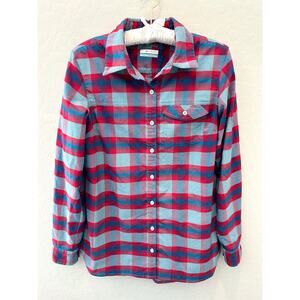 COLUMBIA Omni-Wick Plaid Flannel Shirt Women’s Red Blue Button Down | Small